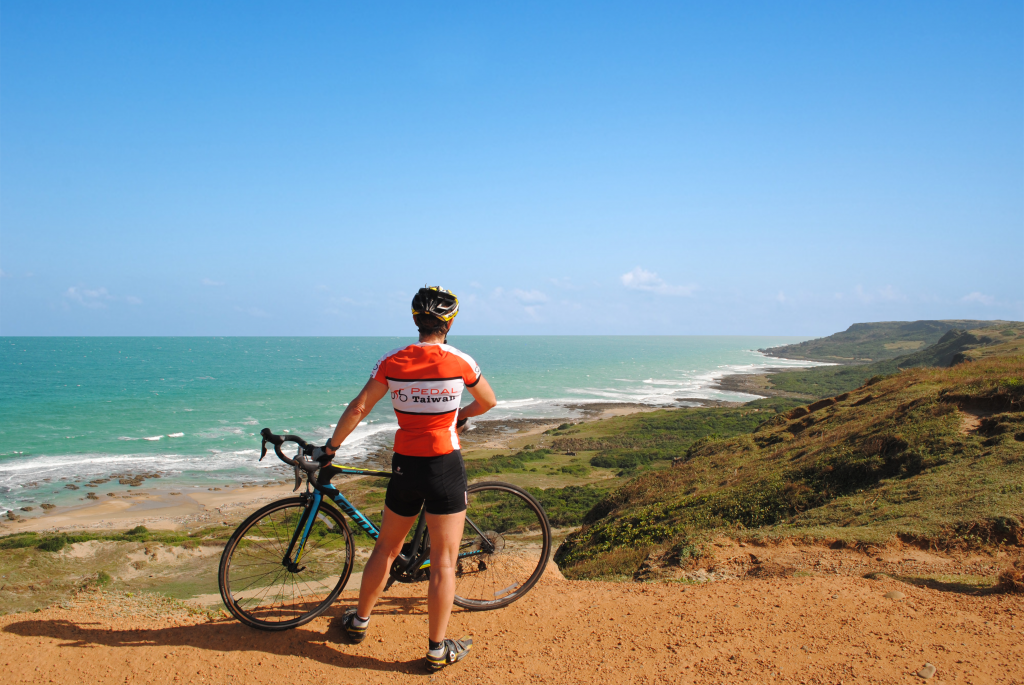 road cyclist by the beach in Taiwan